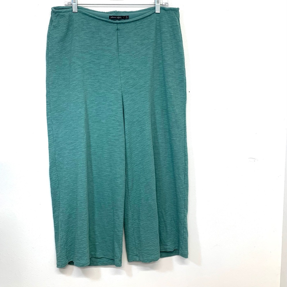 Gudrun Sjoden Organic Cotton Slub Knit Wide Leg Pants Large Lagenlook Boho